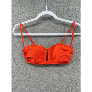 Alexandra Miro Orange Textured Bandeau Bikini Top M